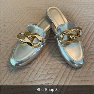 Shu Shop Gold Mules